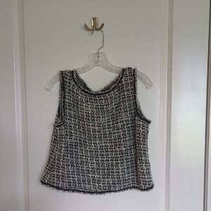 Max Studio Black and White Tweed Tank Top